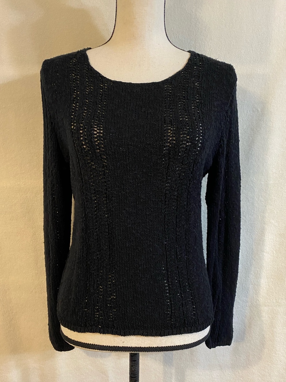 NWT Soma black cotton blend knit crewneck pullover sweater